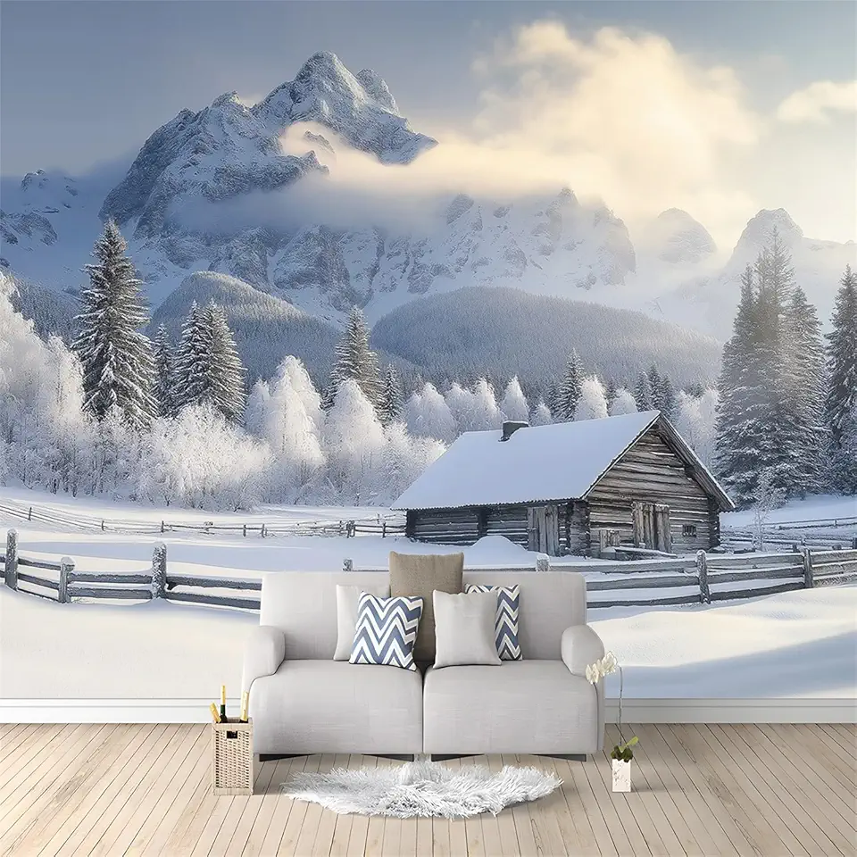 Poster 3D Montagnes Enneigées