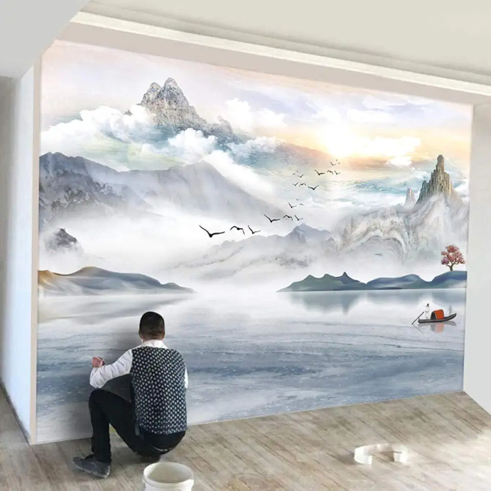 Papier Peint Nuages Montagnes