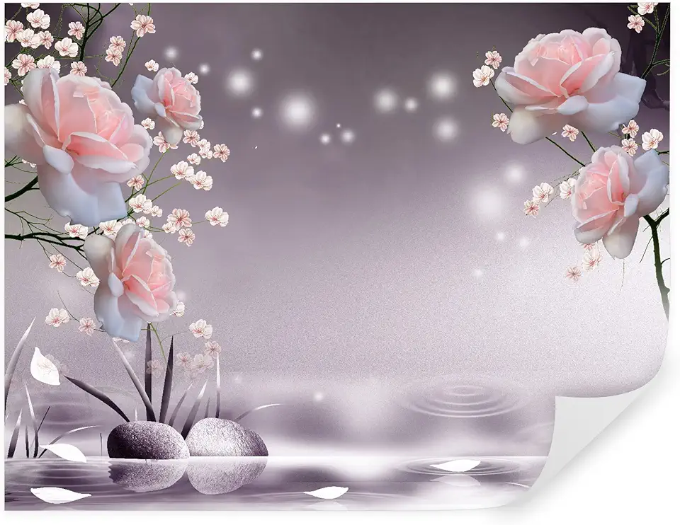 Papier Peint 3D Fleurs Roses
