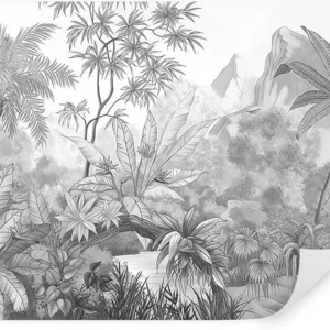Papier Peint Tropiques Noir Blanc